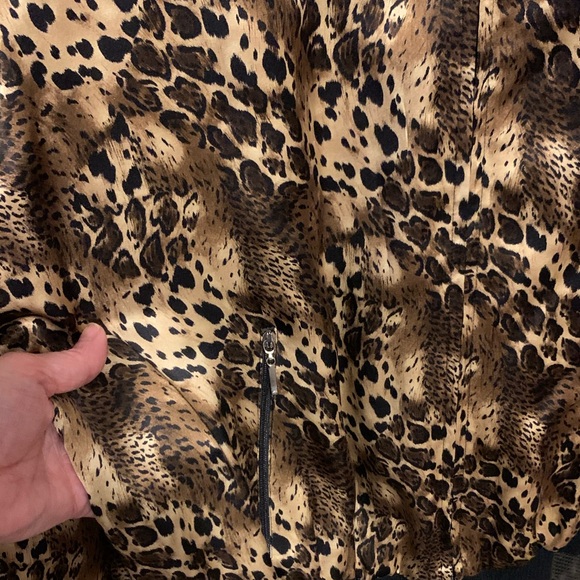 XL 100% Silk cheetah leopard print bomber jacket - Picture 5 of 14